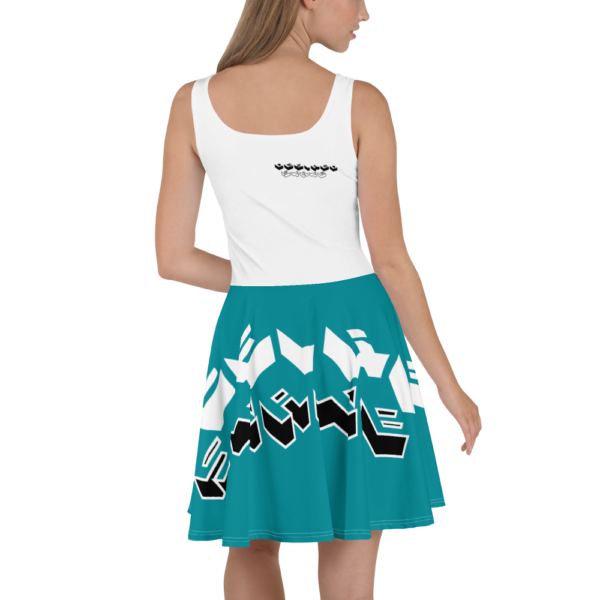Desired State on the Block - White / Blue Skater Dress - Image 2
