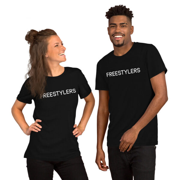 Freestylers - Black Short-Sleeve Unisex T-Shirt - White logo - Image 2